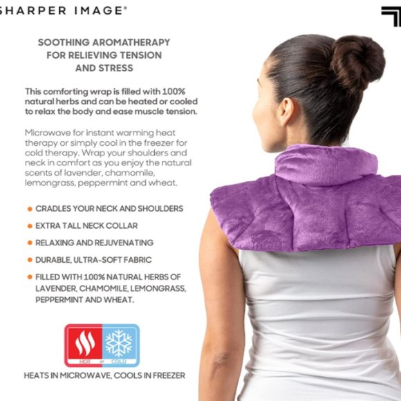 SHARPER IMAGE Warm & Cooling Herbal Aromatherapy Neck & Shoulder Plush Wrap Pad - Picture 5 of 5